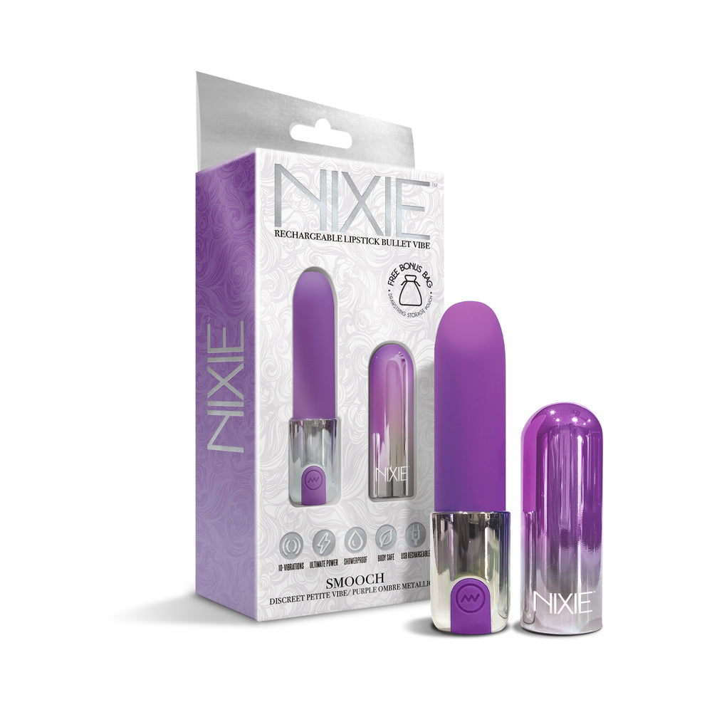 Global Novelties - Nixie Smooch Rechargeable Lipstick Vibrator Purple Ombre - Vibrators - Silicone