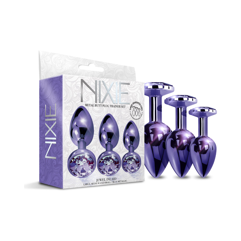 Global Novelties - Nixie Metal Butt Plug Trainer Set 3-Piece Purple Metallic - Anal Toys & Stimulators - Metal
