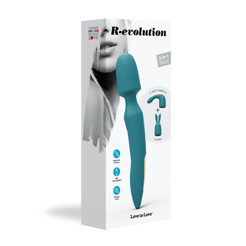 Lovely Planet - Love to Love R-evolution Rechargeable 3-in-1 Wand Vibrator Blue - Vibrators - Silicone