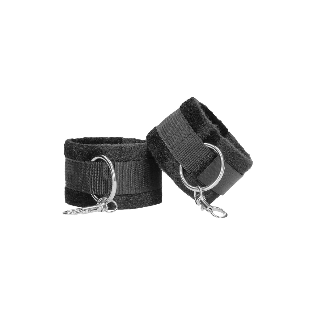 Shots - Ouch! Black & White Adjustable Velcro Wrist or Ankle Cuffs Black - Bondage & Fetish Toys - Leather