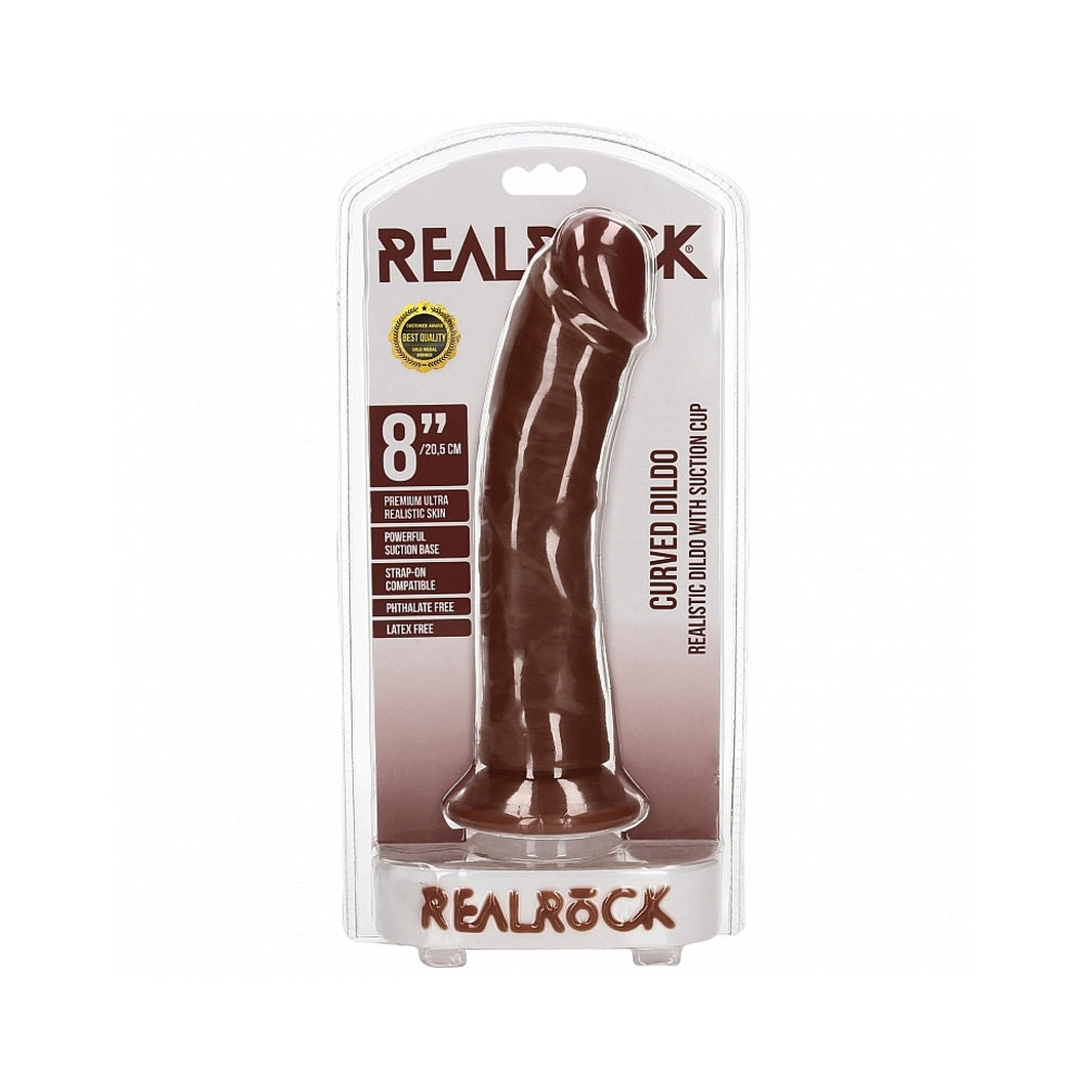 Shots - RealRock 9 in. Cock Curved Brown - Dildos