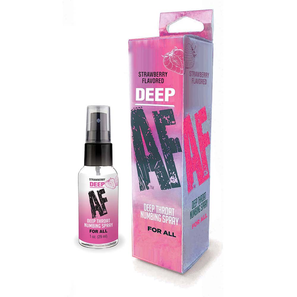 Little Genie - Deep AF Strawberry Flavored Deep Throat Numbing Spray 1 oz. - Supplements & Enhancers - Liquid