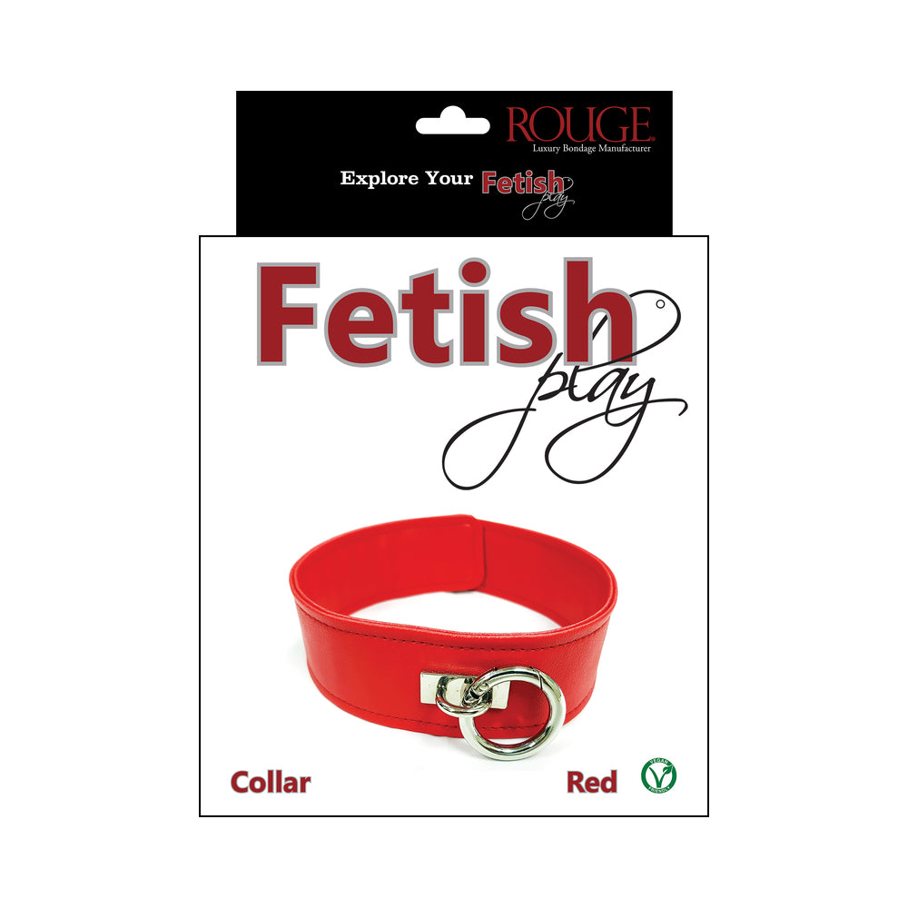 Rouge Garments - Rouge Fetish Play Vegan Collar Red - Bondage & Fetish Toys - Faux Leather/Vegan Leather