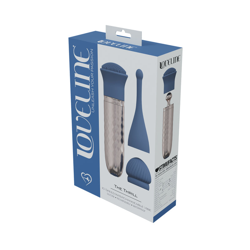 Shots - LoveLine The Thrill Wand Silicone Rechargeable Splashproof Blue - Vibrators - Silicone