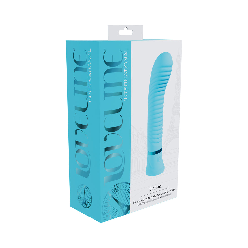 Shots - Loveline Divine Rechargeable Silicone Ribbed G-Spot Vibrator Blue - Vibrators