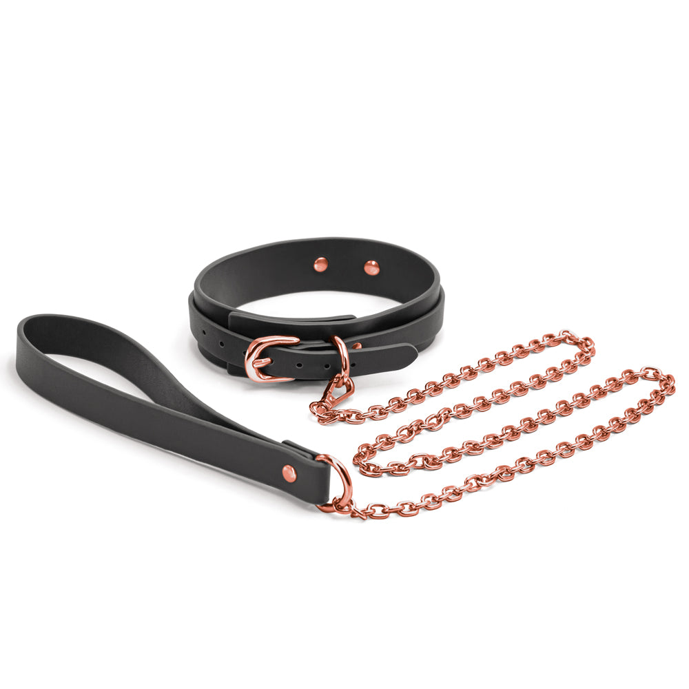 NS Novelties - Bondage Couture Collar & Leash Black - Bondage & Fetish Toys - Faux Leather/Vegan Leather