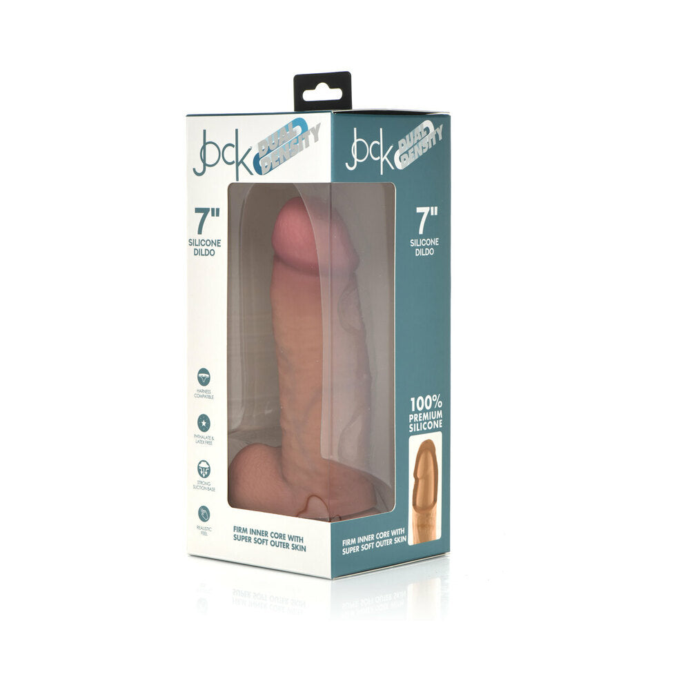 Curve Novelties - Curve Toys Jock Dual Density 7 in. Silicone Dildo with Balls & Suction Cup Light - Dildos - Silicone