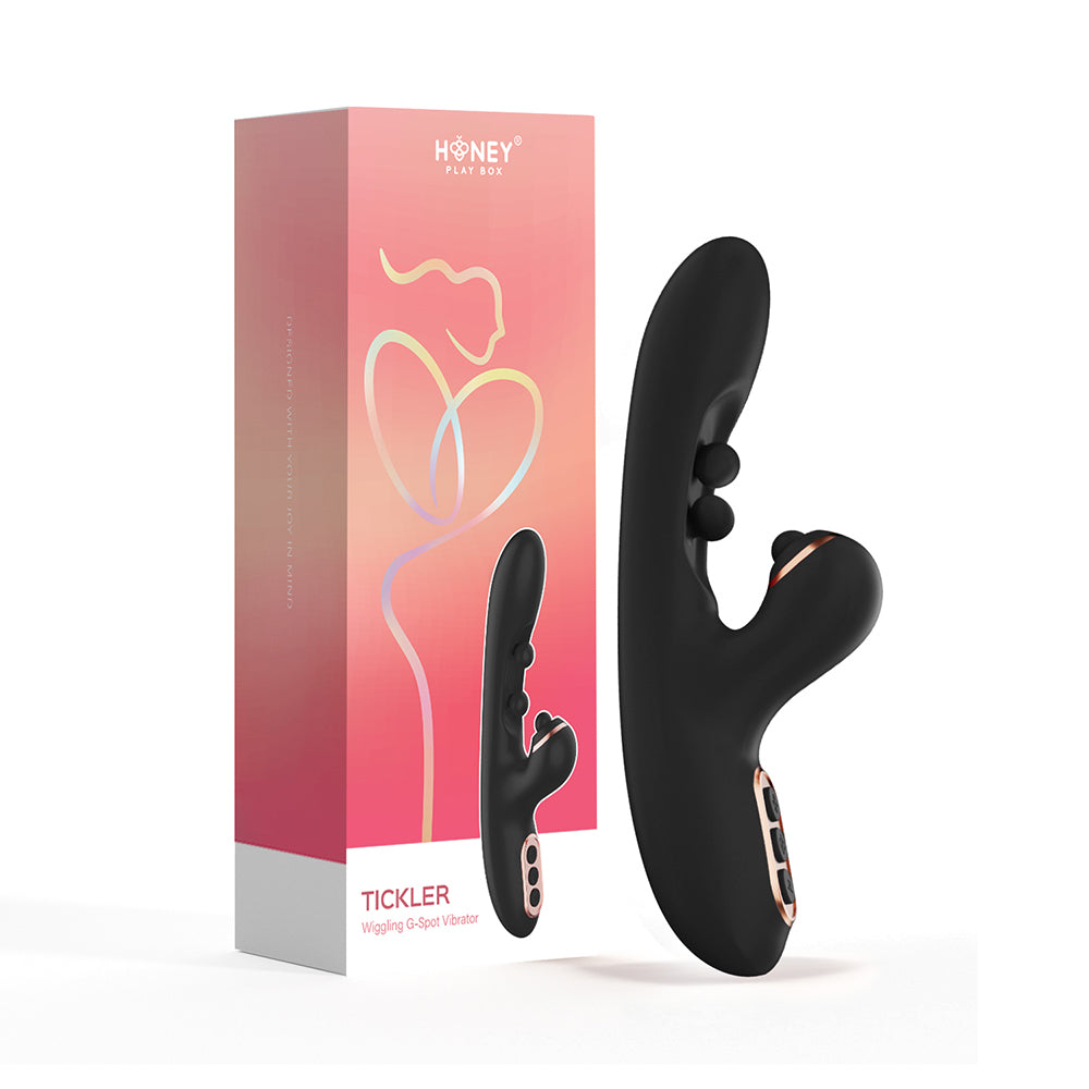 Honey Play Box - Honey Play Box Tickler Wiggling G-Spot Vibrator & Tapping Clitoral Stimulator Black - Vibrators - Silicone