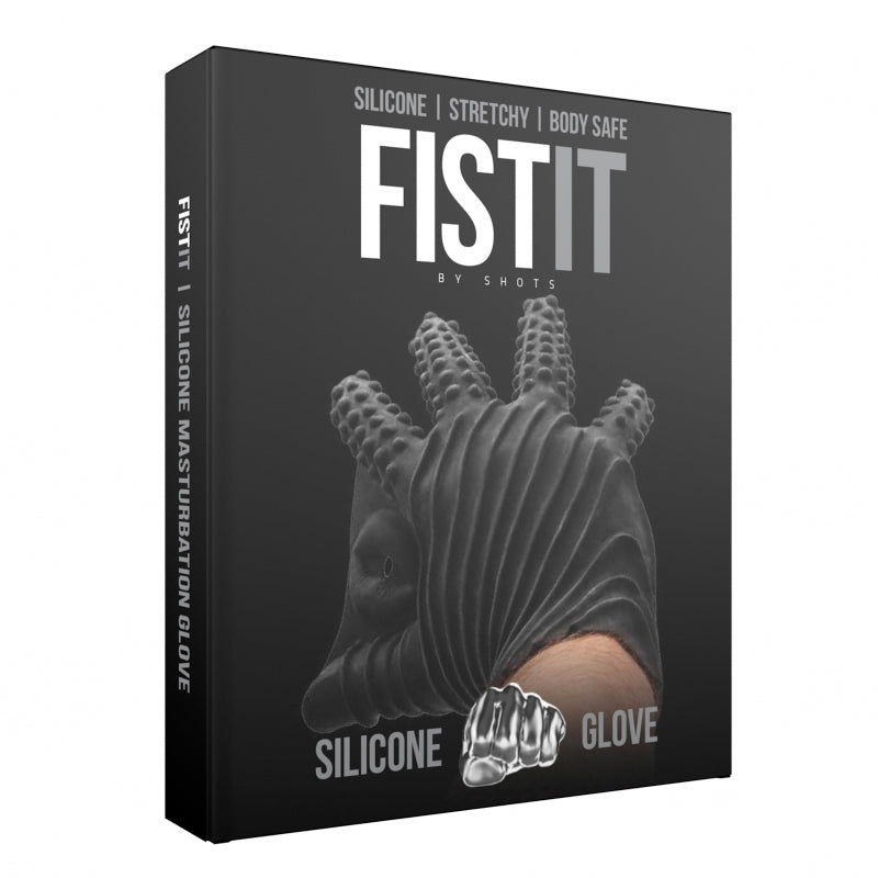 Shots - Fist It Silicone Masturbation Glove Black - Masturbation Aids for Males - Silicone