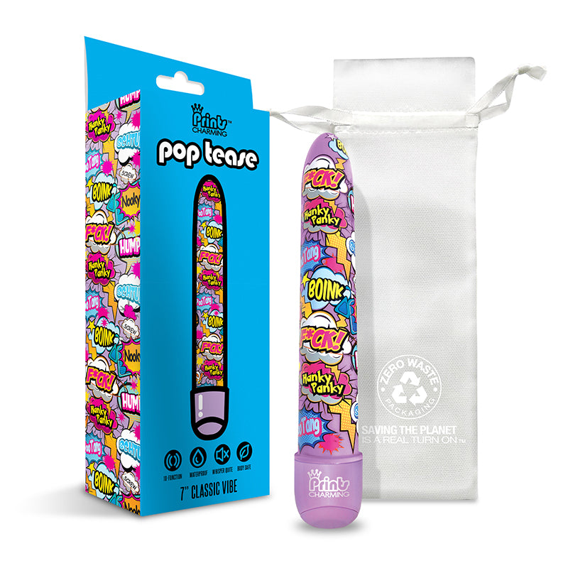 Global Novelties - Prints Charming Pop Tease 7" Classic Vibe - F*ck - Purple - Vibrators - ABS