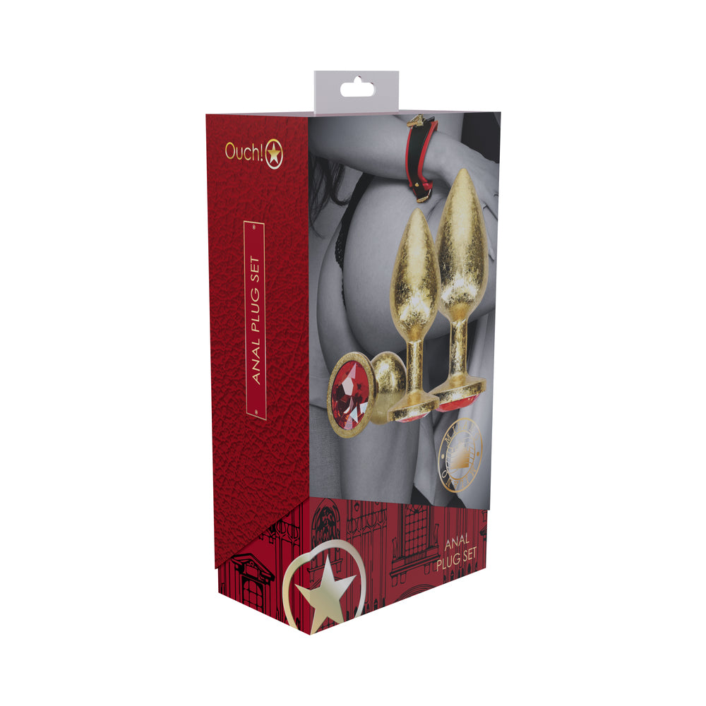 Shots - Ouch! International Milan Collection Metal Anal Plug Set Gold - Anal Toys & Stimulators - Metal