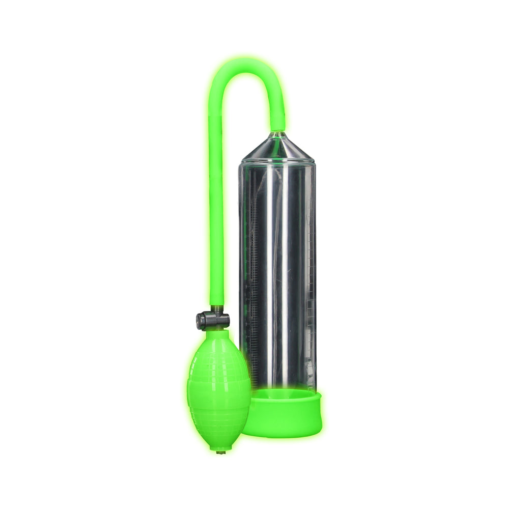 Shots - Ouch! Glow in the Dark Classic Penis Pump Neon Green - Pumps & Enlargers - ABS