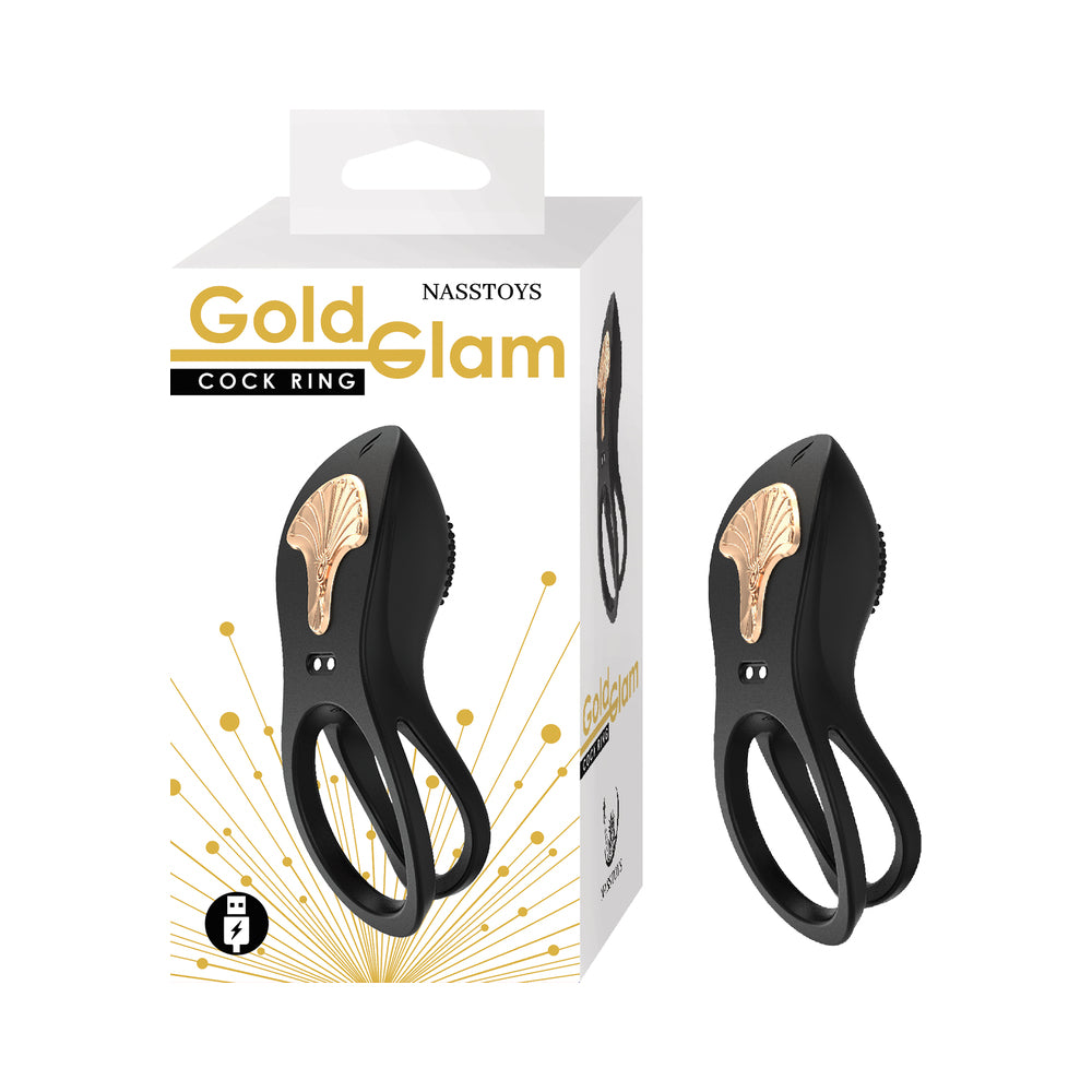 Nasstoys - Gold Glam Cockring Black - Vibrators