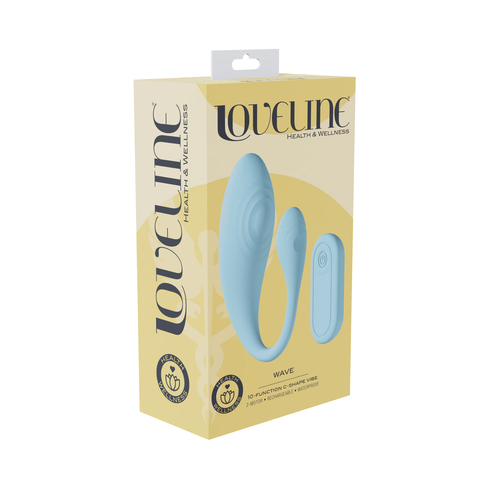 Shots - LoveLine Wave C-shape Vibe Waterproof Remote Blue - Vibrators - Silicone