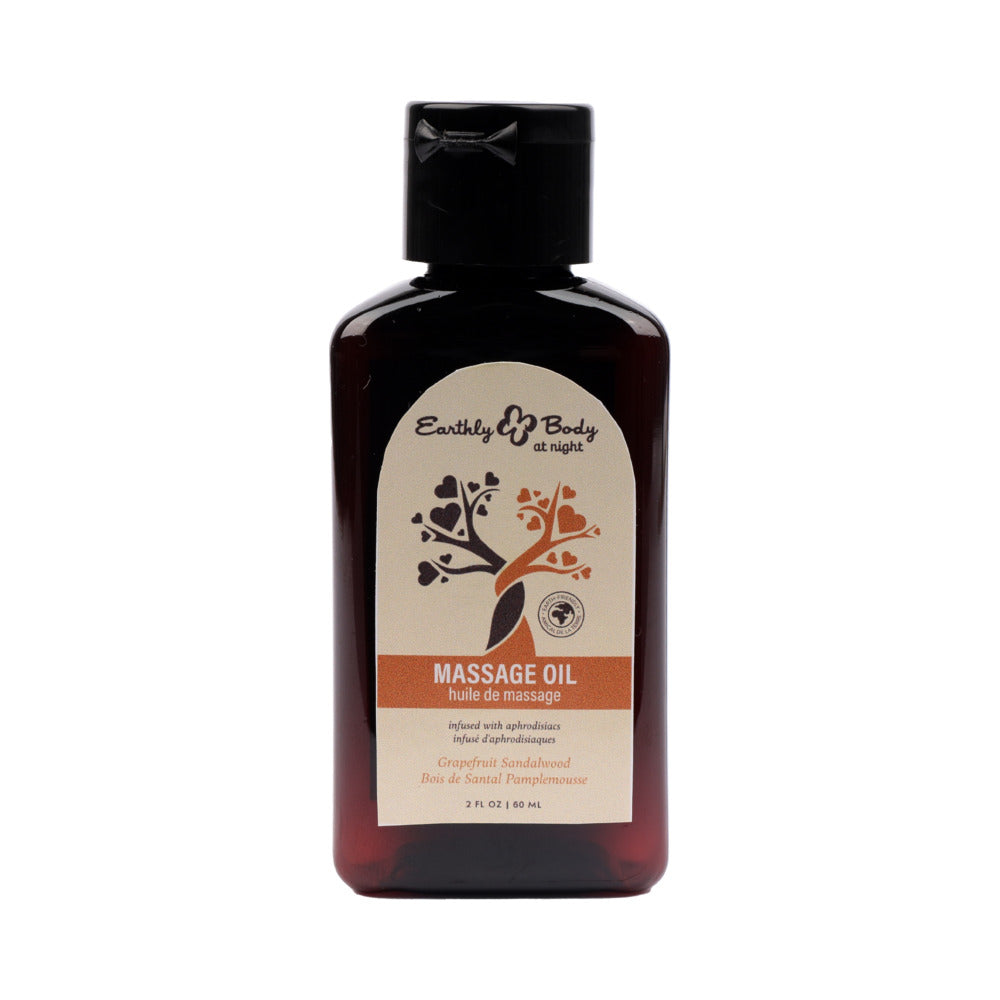 Earthly Body - Earthly Body At Night Aphrodisiac Massage Oil Grapefruit Sandalwood 2 oz. - Lubricants, Creams & Glides - Liquid