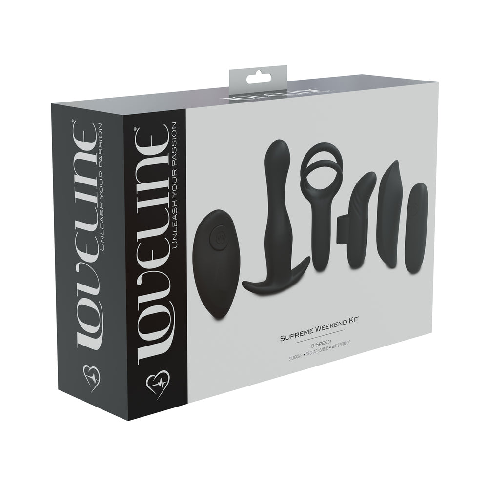 Shots - LoveLine Supreme Weekend Kit Silicone Rechargeable Waterproof Black - Vibrators - Silicone