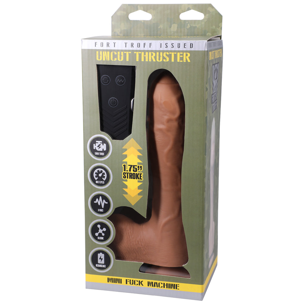 Doc Johnson - Fort Troff Uncut Thruster Mini Fuck Machine Rechargeable Remote-Controlled Silicone 8.5 in. Thrusting Dildo Tan - Sex Machines - Silicone