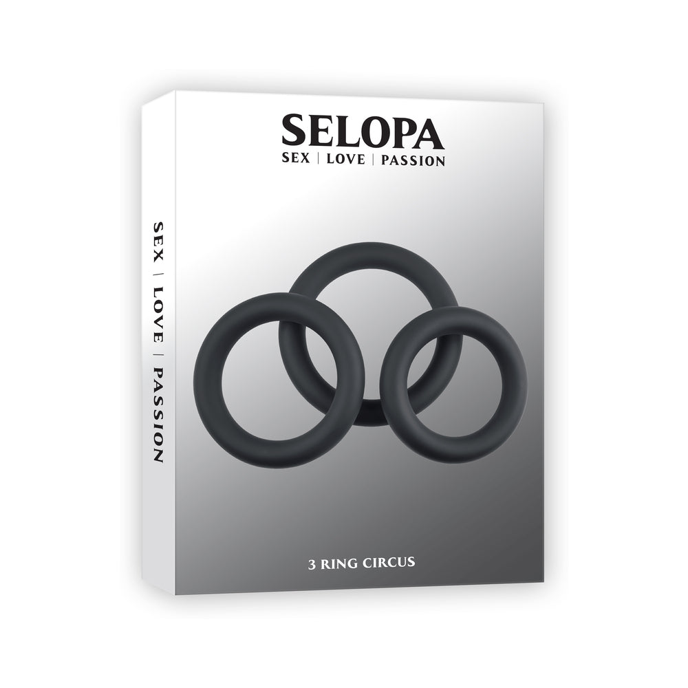 Selopa - Selopa 3 Ring Circus Cock Ring Set Silicone Black - Cockrings - Silicone