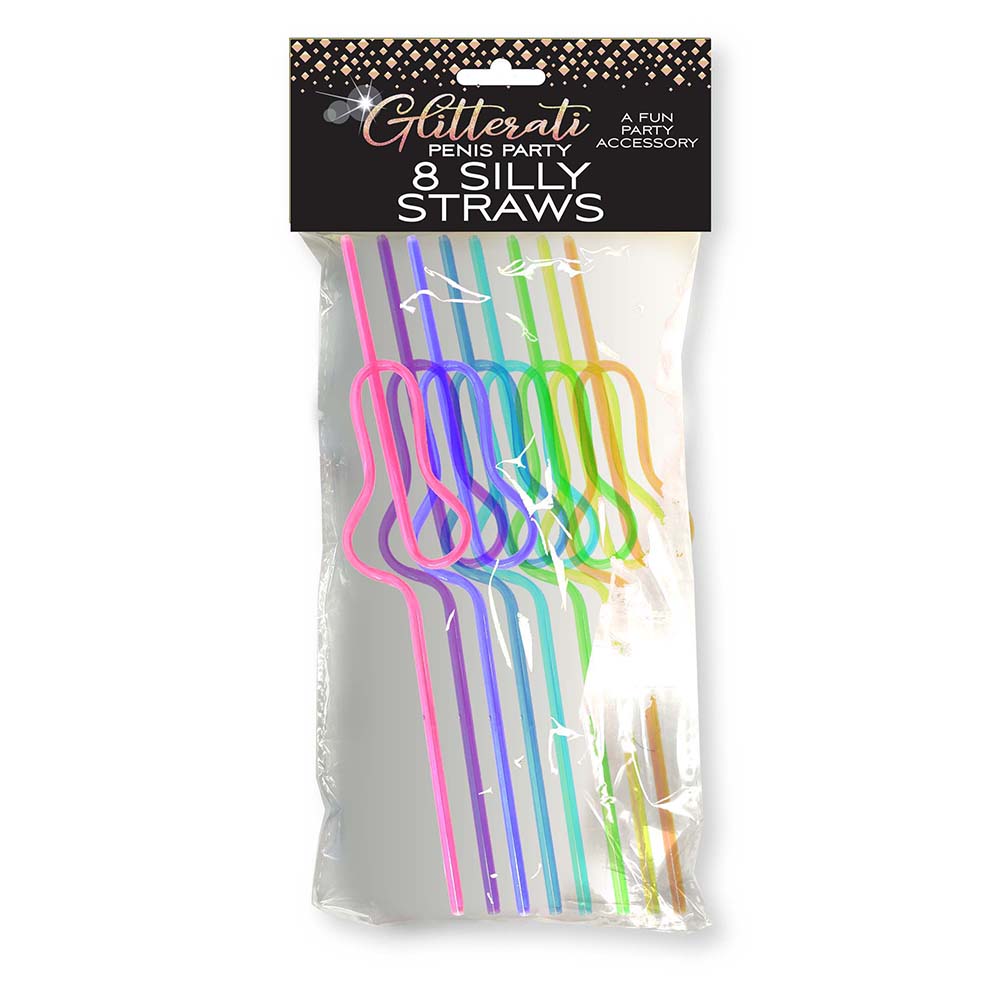 Little Genie - Glitterati Penis Party Silly Straws 8-Pack - Novelties & Games - Plastic