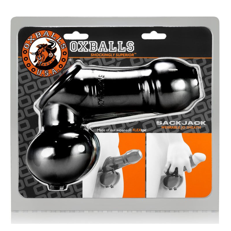 Oxballs - Oxballs Sackjack Wearable Jackoff Sheath O/S Black - Masturbation Aids for Males - TPE/TPR/Elastomers