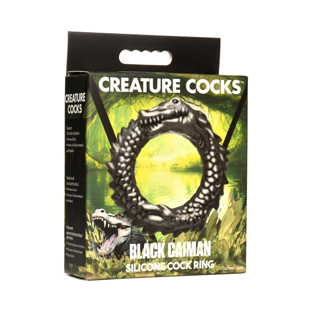 XR Brands - Creature Cocks Black Caiman Silicone Cock Ring - Cockrings - Silicone