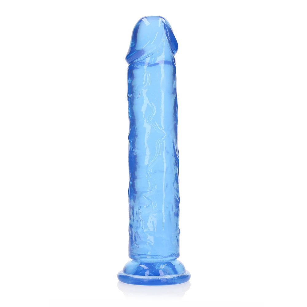 Shots - RealRock Crystal Clear Straight 10 in. Dildo Without Balls Blue - Dildos - TPE/TPR/Elastomers