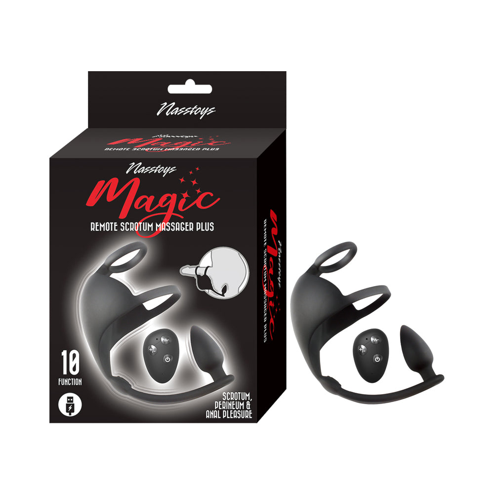 Nasstoys - Magic Remote Scrotum Massager Plug Black - Anal Toys & Stimulators - Silicone