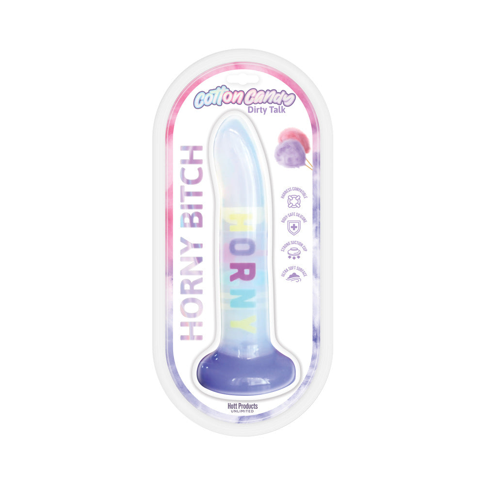 Hott Products - Cotton Candy Dirty Talk Horny Bitch 8 in. Silicone Dildo - Dildos - Silicone