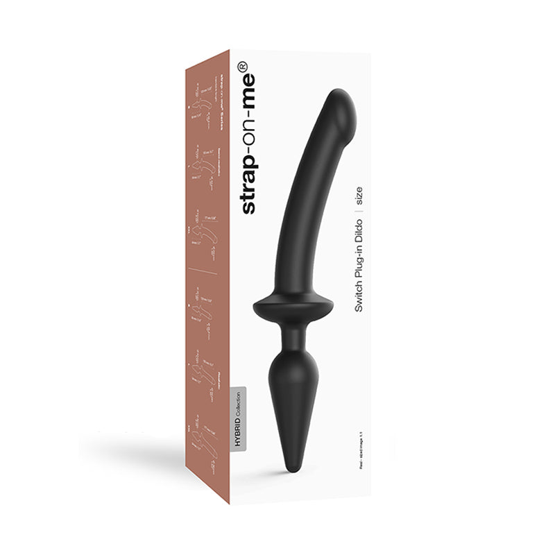 Lovely Planet - Strap-On-Me Hybrid Collection Switch Plug-In Realistic Dildo Dual-Ended Black Large - Anal Toys & Stimulators - Silicone