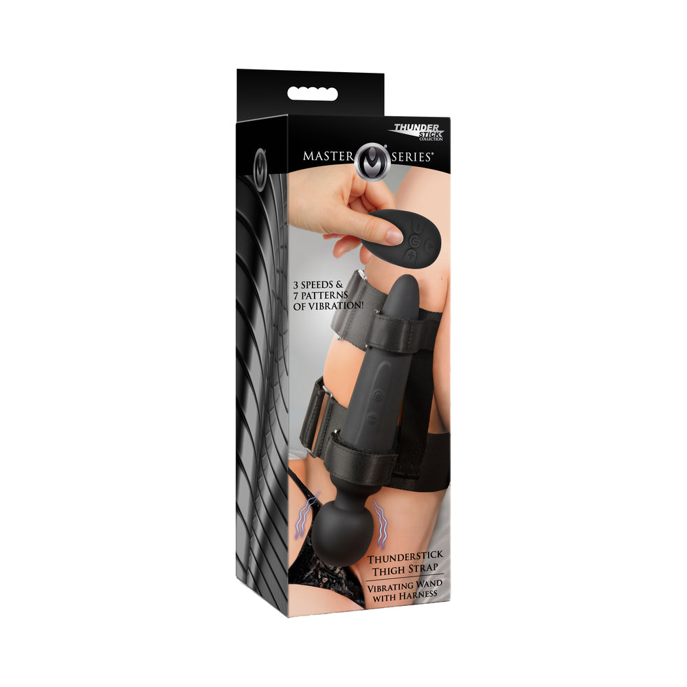 XR Brands - Master Series Thunderstick Thigh Strap Vibrating Wand with Harness - Harnesses & Strap-Ons - Silicone
