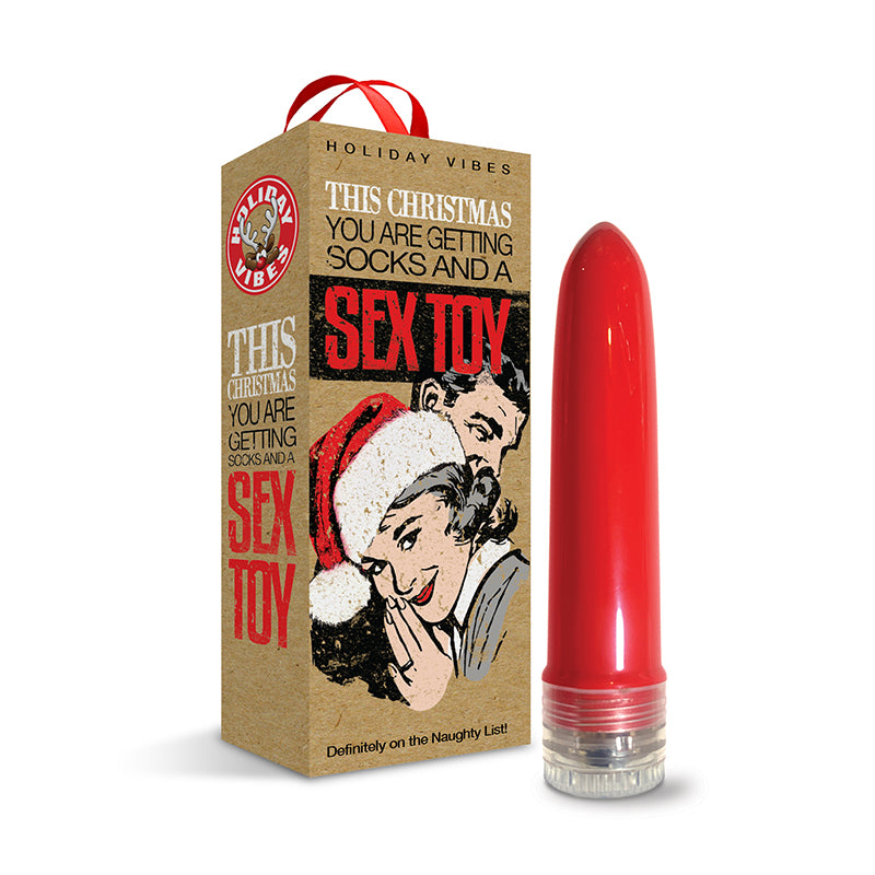 Global Novelties - Naughty List Gift Socks And A Sex Toy 4 in. Multi-Speed Vibe With Storage Bag - Vibrators - ABS