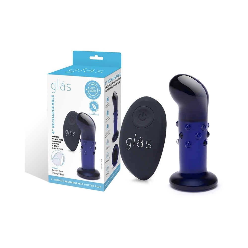 Electric Eel - Glas 4 in. Rechargeable Remote-Controlled Vibrating Dotted G-Spot/P-Spot Plug - Vibrators - Glass