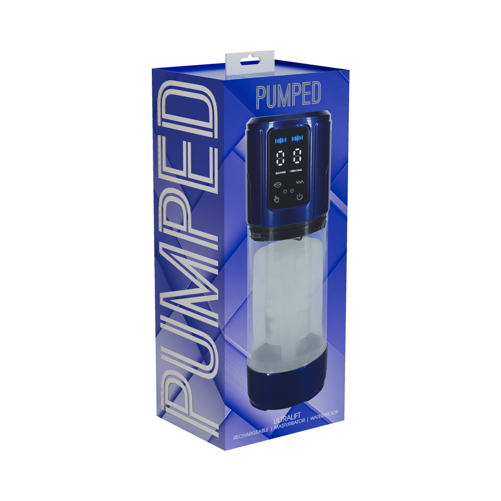 Shots - PUMPED UltraLift Automatic Masturbator Waterproof Metallic Blue - Masturbation Aids for Males - TPE/TPR/Elastomers
