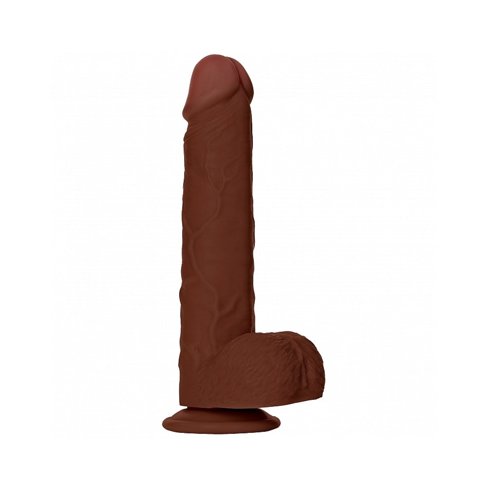 Shots - RealRock 8 in. Cock with Balls Straight Brown - Dildos