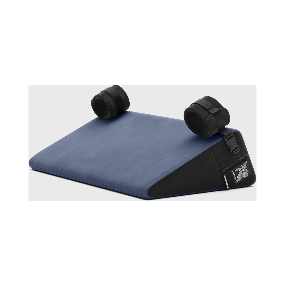 Liberator - Liberator Black Label Wedge 24 in. Sex Position Pillow with Cuffs Décor Velvet Blue - Couples - Velvet