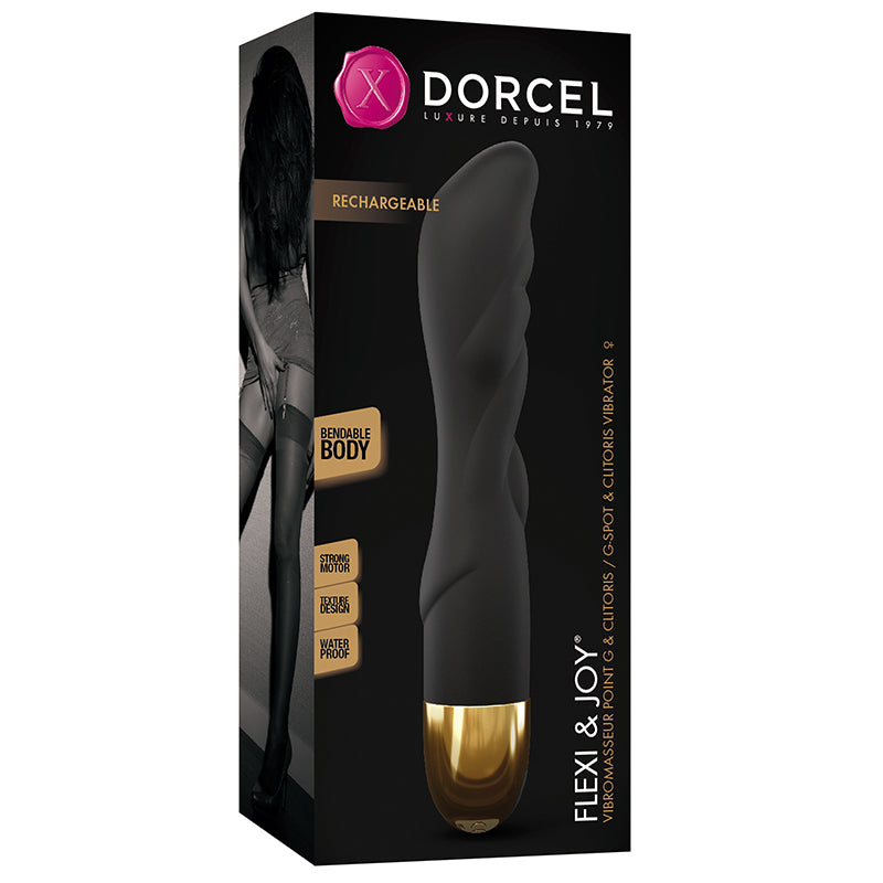 Lovely Planet - Dorcel Flexi & Joy Bendable Silicone G-Spot and Clitoris Vibrator Black/Gold - Vibrators - Silicone