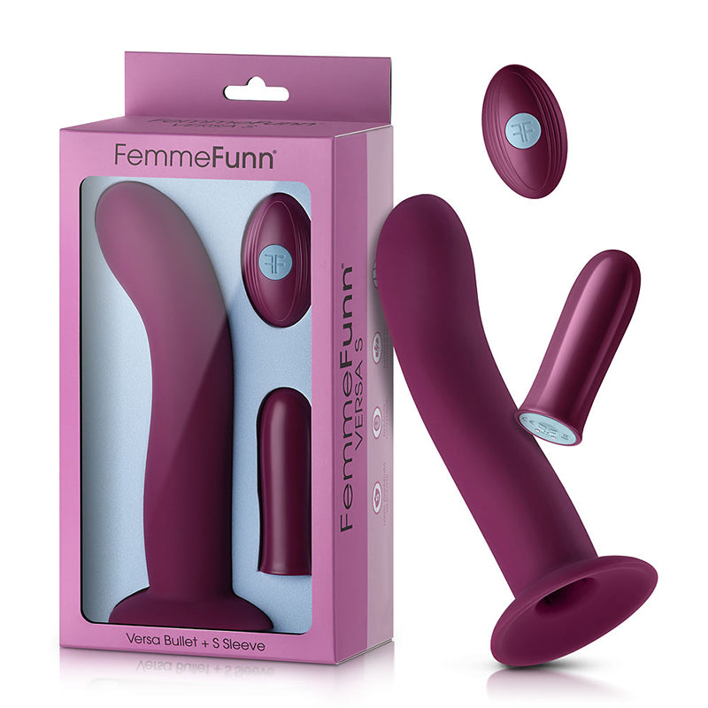 FemmeFunn - FemmeFunn Versa S Bullet Vibrator & Curved Silicone Sleeve Dark Fuchsia - Vibrators - Silicone