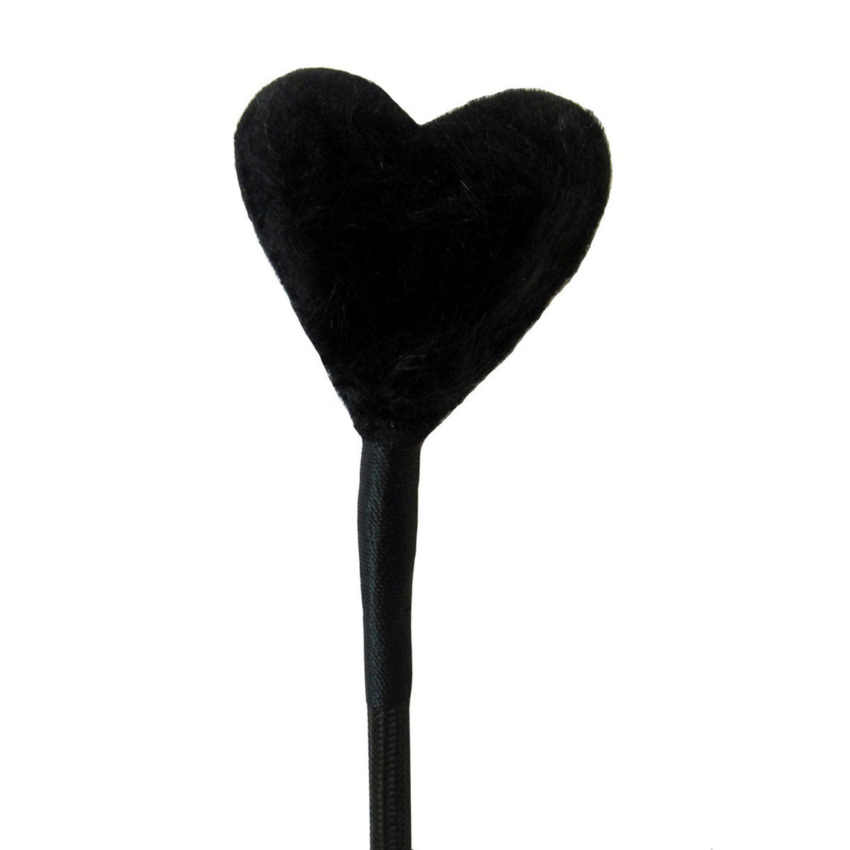 Ruff Doggie Styles - Heart Fluff Tip Crop Black - Bondage & Fetish Toys - Leather