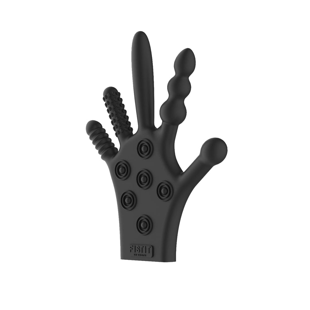 Shots - Fist It Silicone Stimulation Glove Black - Dildos - Silicone
