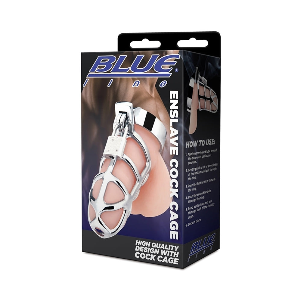 Electric Eel - Blue Line Enslave Cock Cage - Cockrings - Metal