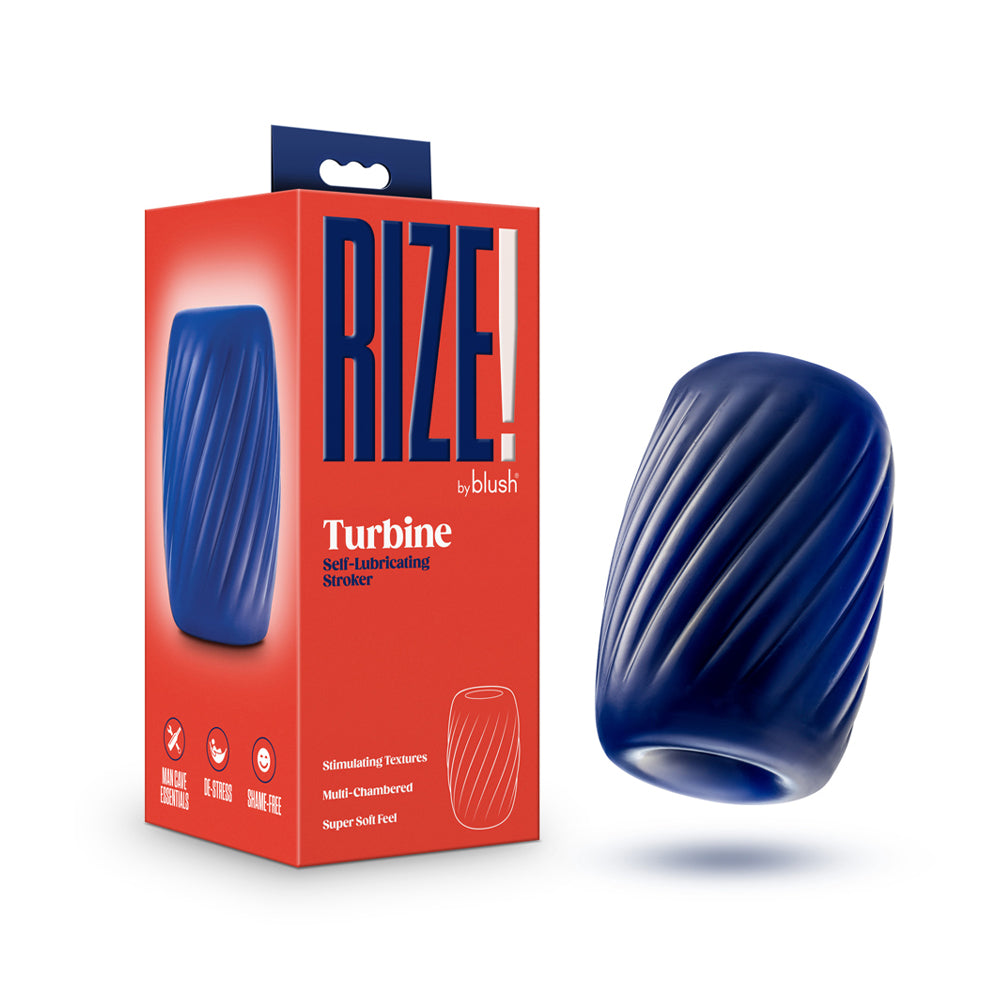 Blush - Rize Turbine Self-Lubricating Stroker Blue - Masturbation Aids for Males - TPE/TPR/Elastomers