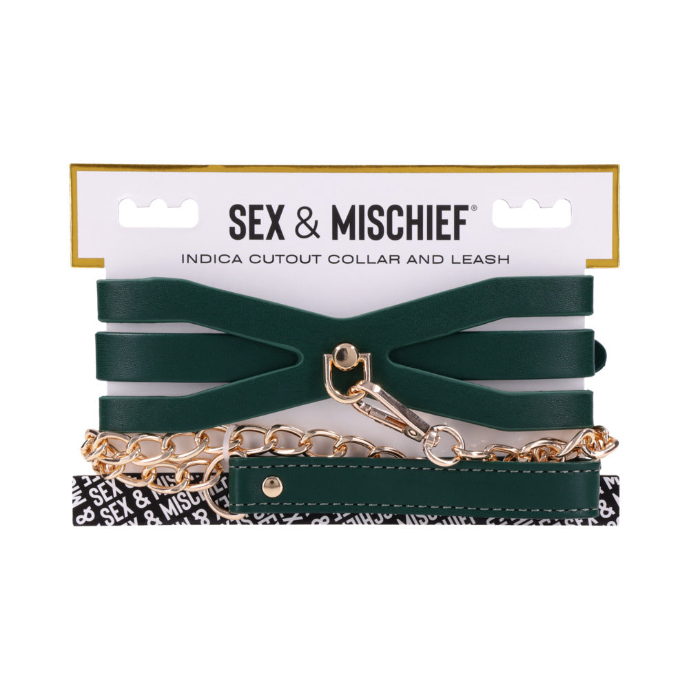 Sportsheets - Sportsheets Sex & Mischief Indica Cutout Collar and Leash - Bondage & Fetish Toys