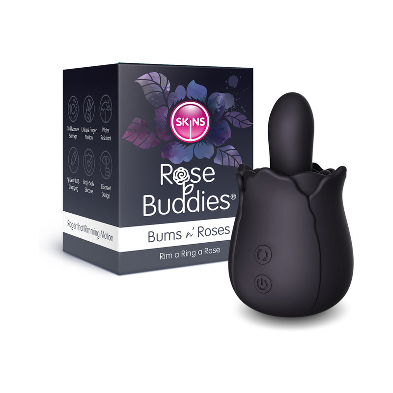Creative Conceptions - Skins Rose Buddies Bum N Roses Black - Vibrators - Silicone