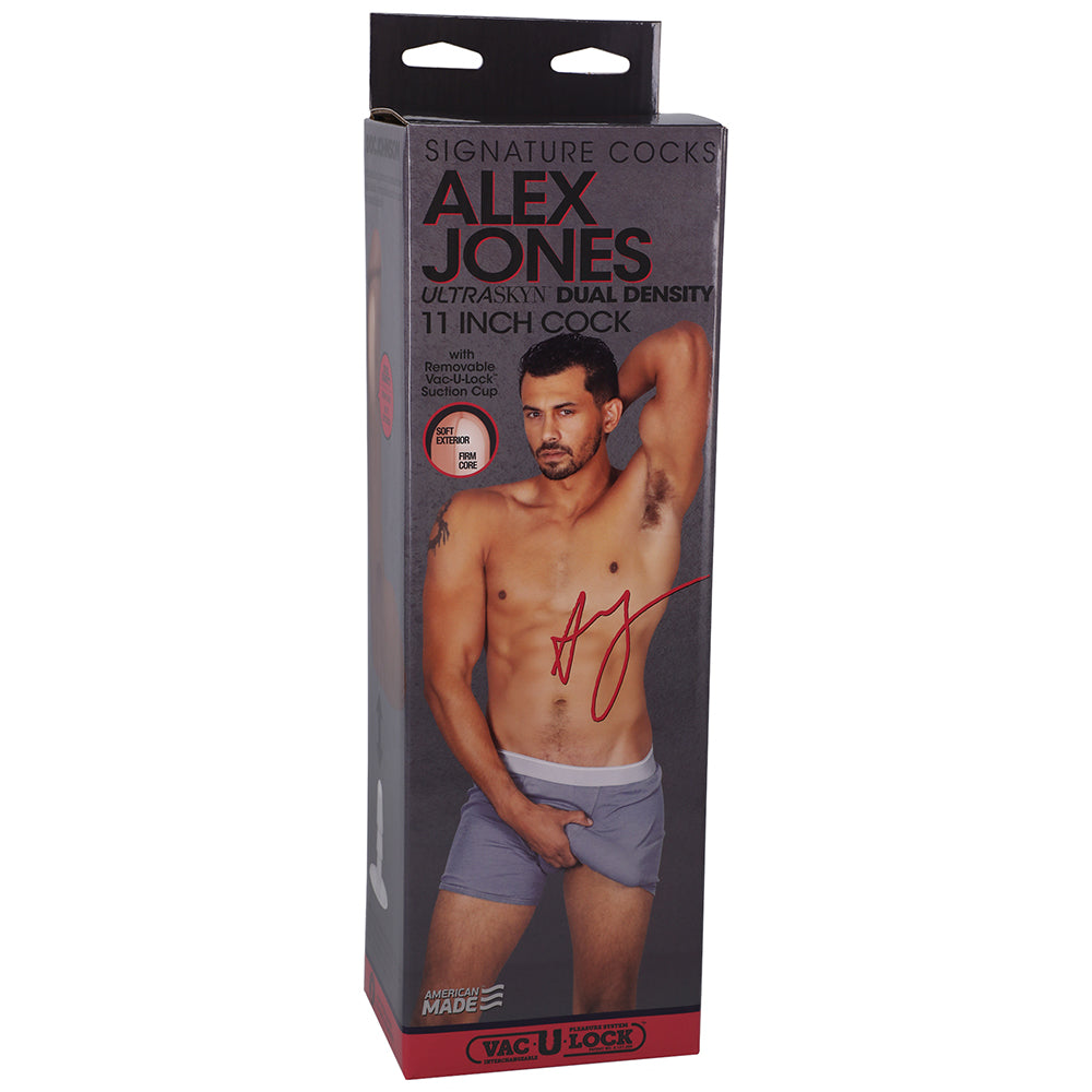 Doc Johnson - Signature Cocks Alex Jones ULTRASKYN 11 in. Dual Density Dildo with Removable Vac-U-Lock Suction Cup Tan - Dildos - TPE/TPR/Elastomers