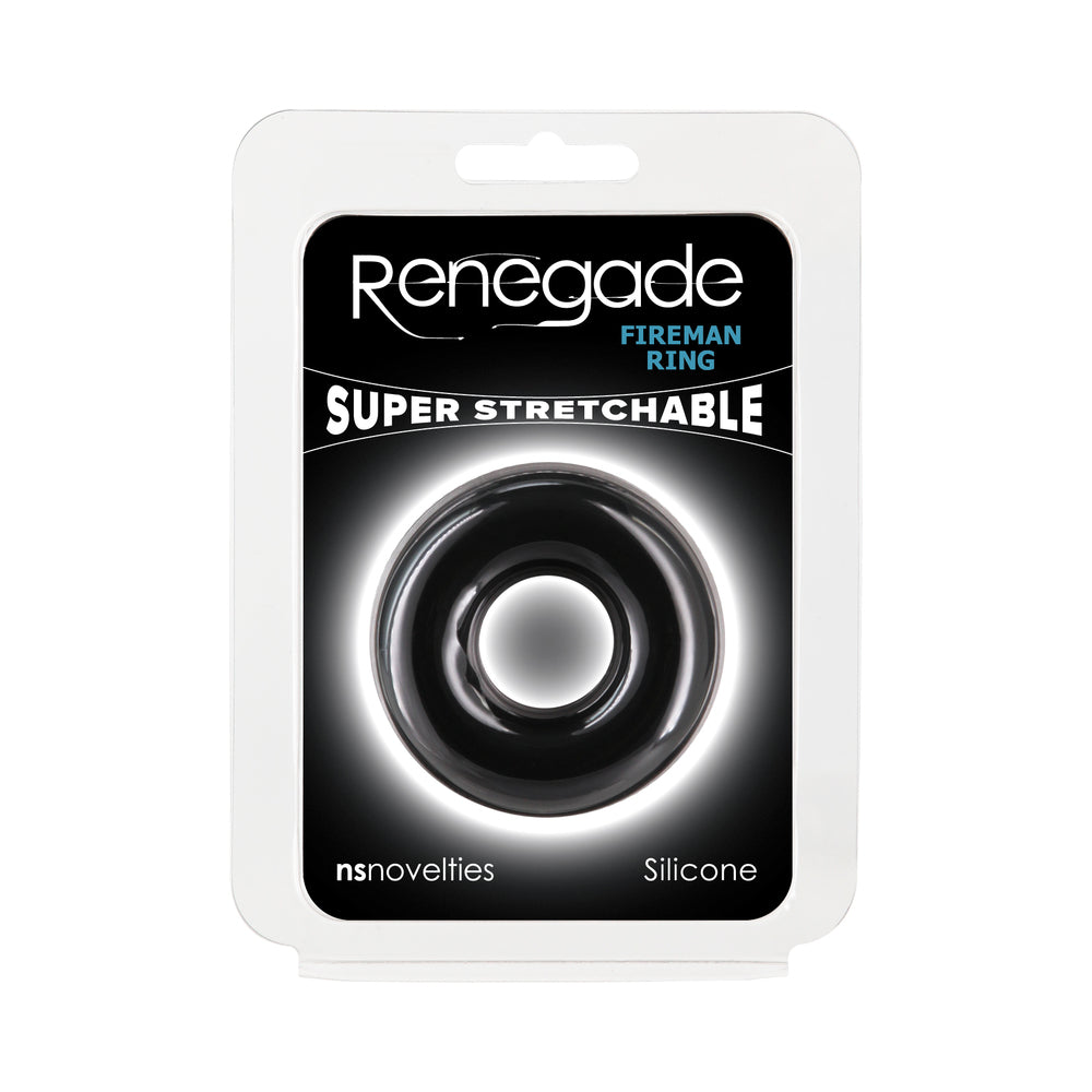 NS Novelties - Renegade Fireman Ring Medium Black - Cockrings - Silicone