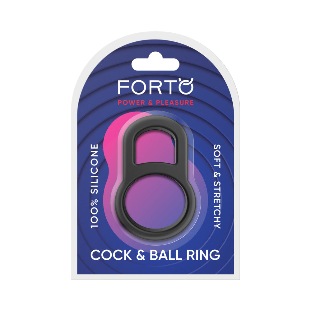Forto - Forto F-41: Lock Cock & Ball Ring Black - Cockrings - Silicone