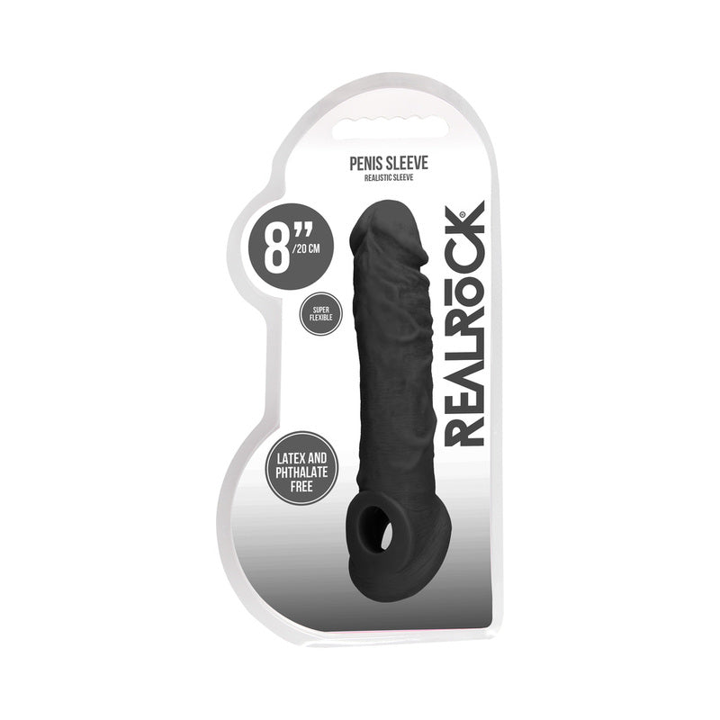 Shots - RealRock Skin 8 in. Penis Extender Sling Black - Bondage & Fetish Toys - TPE/TPR/Elastomers