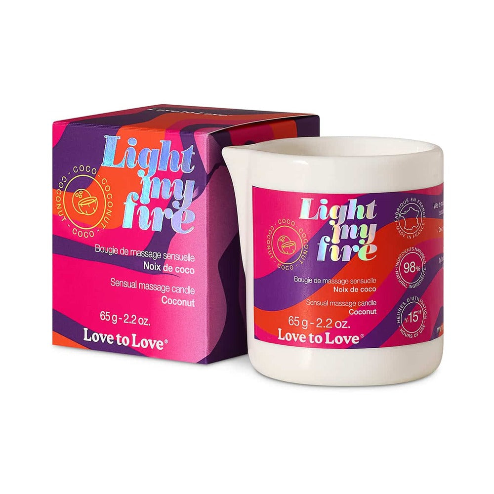 Lovely Planet - Love to Love Light My Fire Sensual Massage Candle Coconut 2.2 oz. - Lubricants, Creams & Glides - Wax