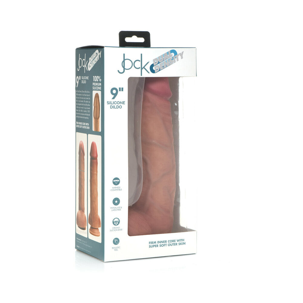 Curve Novelties - Curve Toys Jock Dual Density 9 in. Silicone Dildo with Balls & Suction Cup Light - Dildos - Silicone