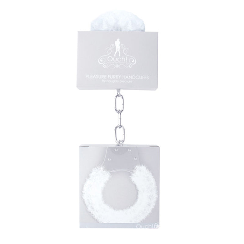 Shots - Ouch! Pleasure Furry Handcuffs With Quick-Release White - Bondage & Fetish Toys - Fur